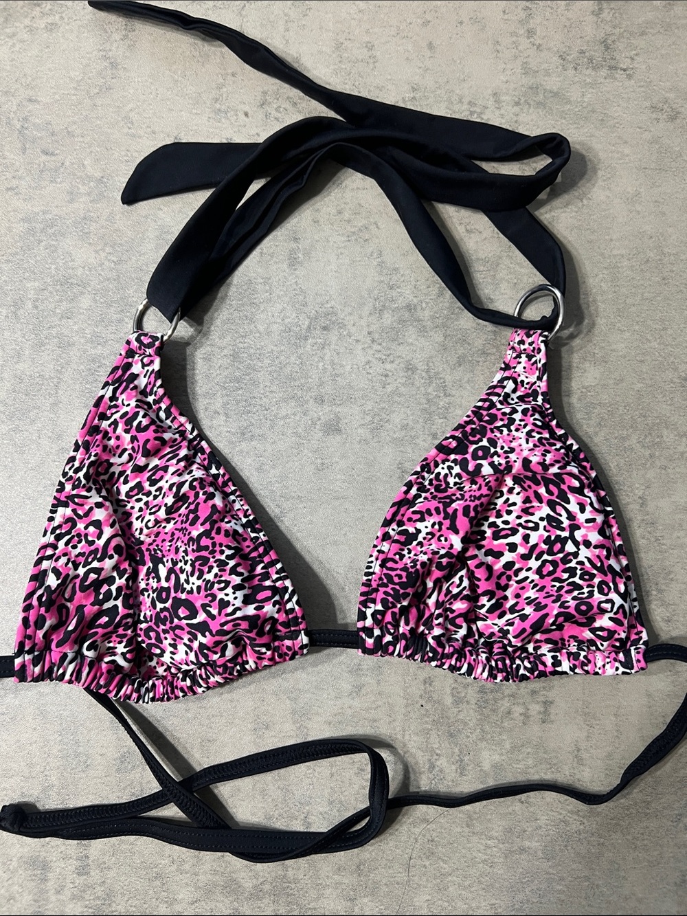La Vie En Rose Pink Leopard Triangle Bikini Top